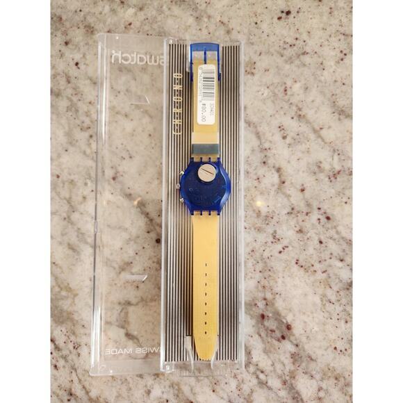 Swatch Chrono Watch PEARL FRAME SCN401 with Case & Papers 1994 NOS New Battery - Picture 5 of 12